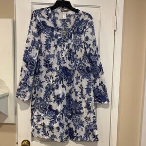 Tommy Bahama coverup dress blue and white paisley. Size Large.